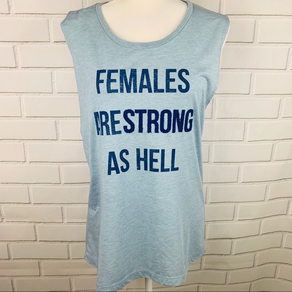 🔥TRUE VINTAGE🔥BLUE FEMALES ARE STRONG GRAPHIC PRINT TANK TOP LARGE NWT - Picture 3 of 6